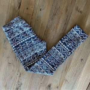 Blue White Patterned Leggings Sz 10